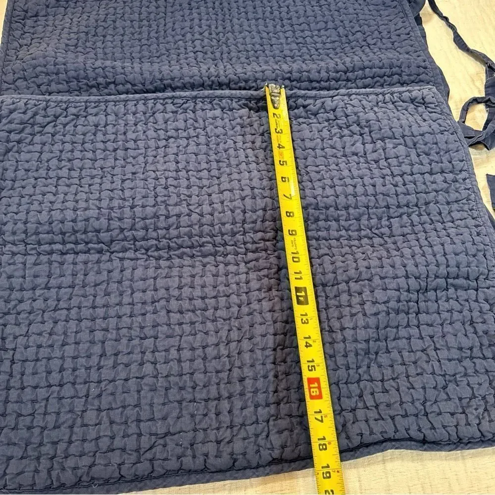 Pottery Barn Pick-Stitch Cotton Linen Set Of 2 Standard Shams Navy Blue